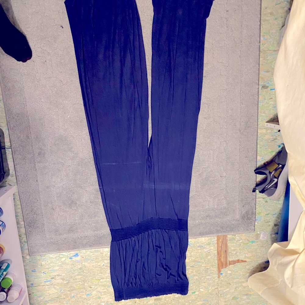 Blue strapless jumpsuit